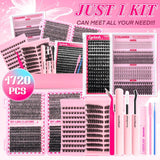 Surprise! Cluster Lash Extension Gift Set | Includes 30D 40D 60D 80D Natural Styles + 100D Extra Volume | Soft & Lightweight | Comes with Glue, Tweezers & Brush | Easy DIY at Home | Create Salon-Quality Look | Long-Lasting Glamorous Effect