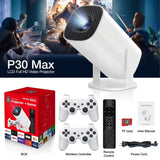 P30MAX Retro 3D Game Projector Video Game Console Wireless Controller 4K ULTRA HD Plug and Play Android11 BT5.0 720P Home Cinema