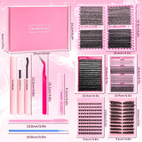 Surprise! Cluster Lash Extension Gift Set | Includes 30D 40D 60D 80D Natural Styles + 100D Extra Volume | Soft & Lightweight | Comes with Glue, Tweezers & Brush | Easy DIY at Home | Create Salon-Quality Look | Long-Lasting Glamorous Effect
