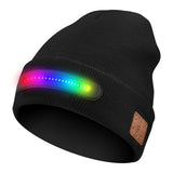 Bluetooth Beanie with Light, Unisex USB Rechargeable 4 LED Fashlight Hat with Cordless Headphones, Unique Christmas Birthday Gifts for Men Husband Teen Warm Beany Knit Balaclava Outdoor Activities Skull Cap Cycling Spider Web Sport Lightweight Sweat