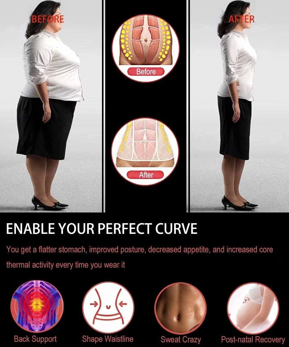 Sweat Waist Trainer for Women Two Belts, Neoprene Workout Corset Waist Trainer Cincher Trimmer Shaper Zipper