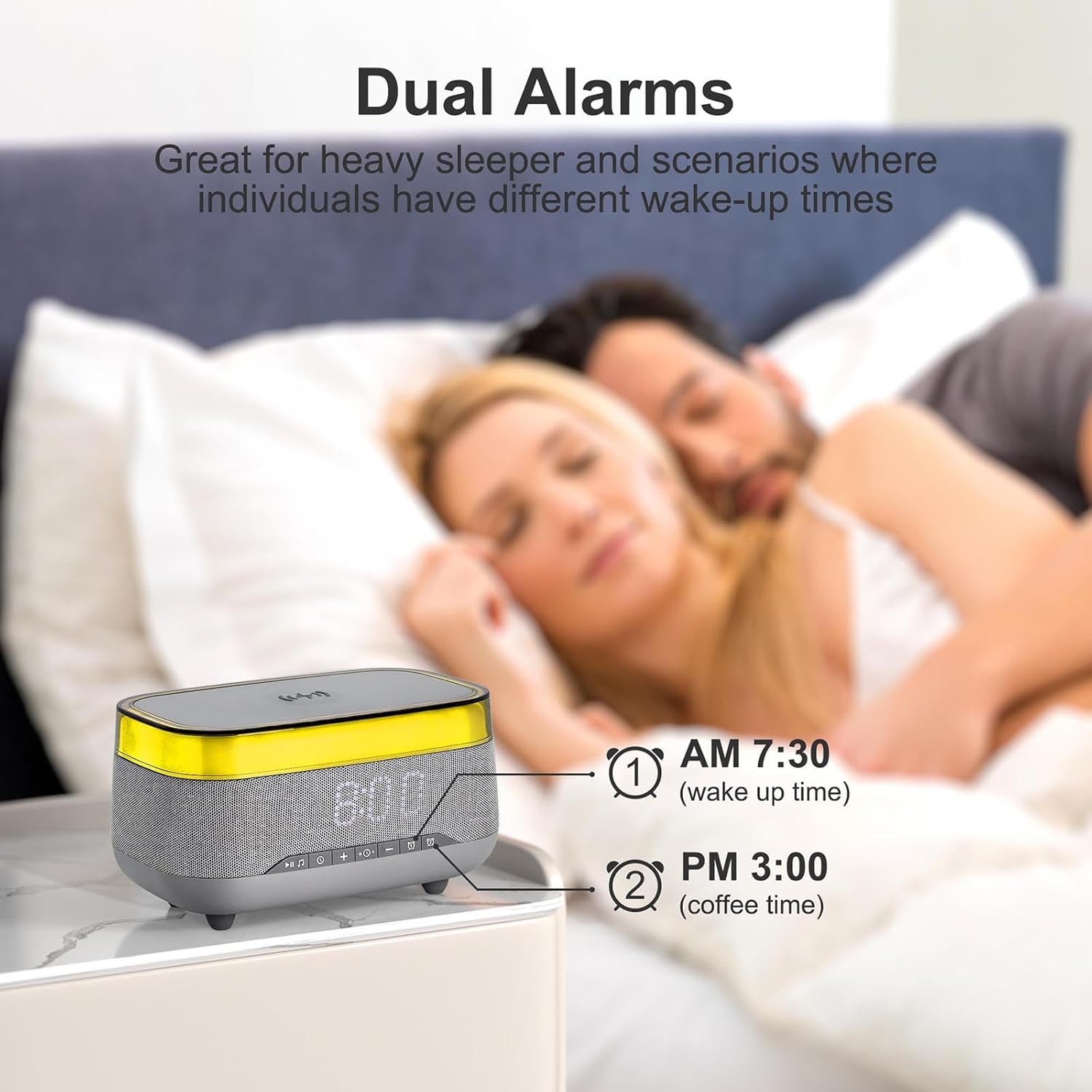 Smart Alarm Clock with 15W Fast Wireless Charger & Bluetooth Speaker - Dual Alarm, Dimmable Display, Touch Bedside Lamp, Nightstand Clock for Bedroom, Office, Home