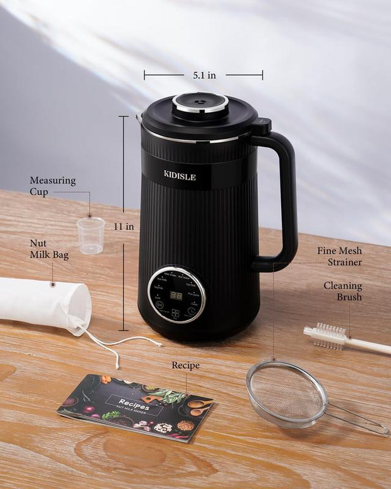 Elevate Your Kitchen Experience with the KIDISLE 8-In-1 Multifunctional Nut Milk Machine & Coffee Maker - 32Oz Auto Self-Cleaning, Delay Start, and Keep Warm Feature in Sleek Stainless Steel Black/White