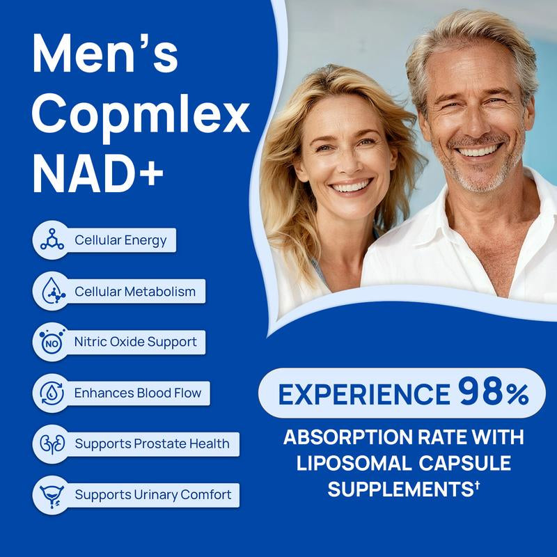 Selerb NAD+ Supplement for Men – with Liposomal-Nad+,Coq10, L-Carnitine, L-Arginine, Maca & Ashwagandha – Energy, Circulation & Prostate Support – 60 Capsules