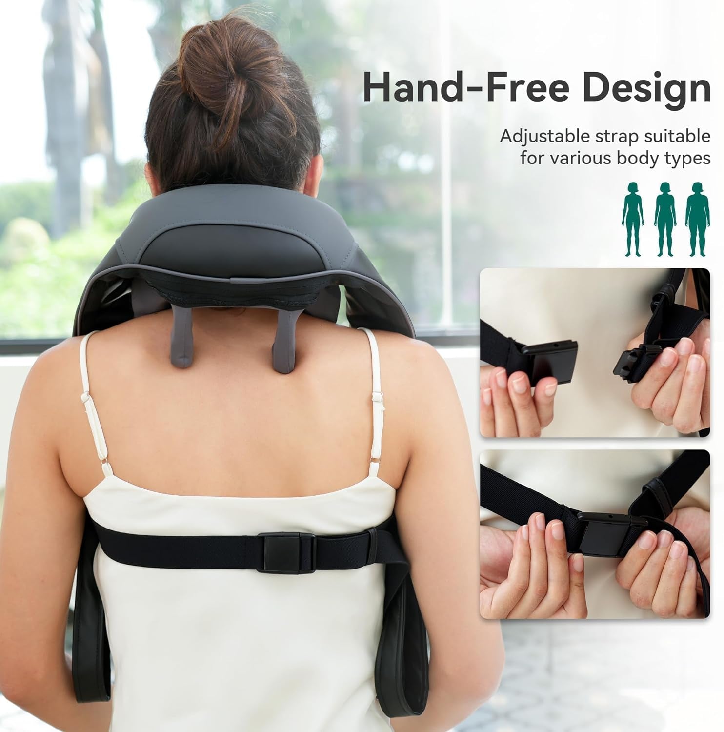 Cordless Neck Shoulder Massager with Soothing Heat, Upgarded 4D Deep Tissue Kneading, Shiatsu Back Massager Pillow for Neck, Traps, Back, Gifts for Men Women Mom Dad