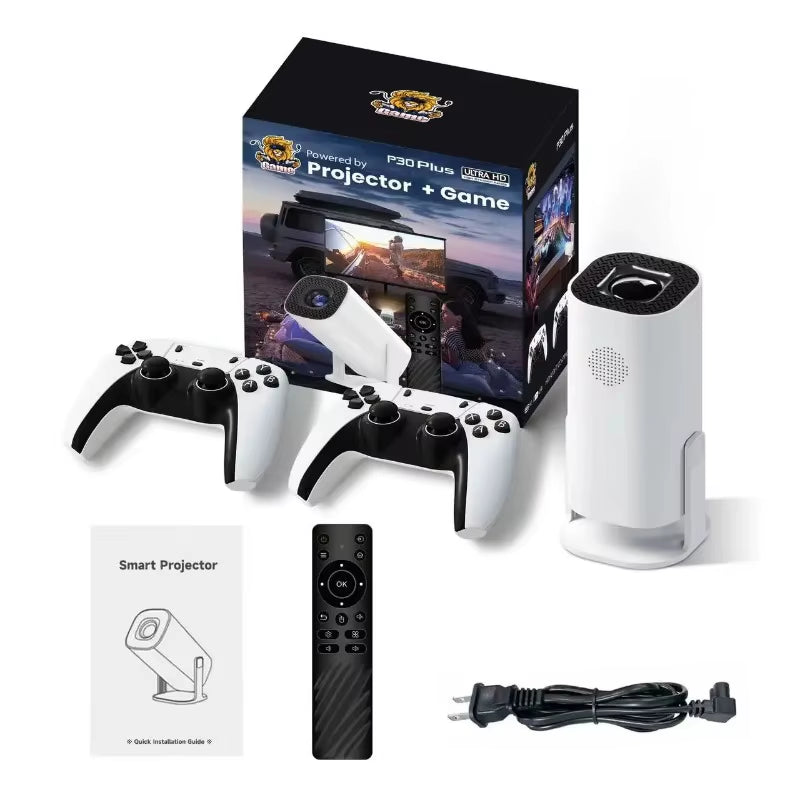 P30MAX Retro 3D Game Projector Video Game Console Wireless Controller 4K ULTRA HD Plug and Play Android11 BT5.0 720P Home Cinema