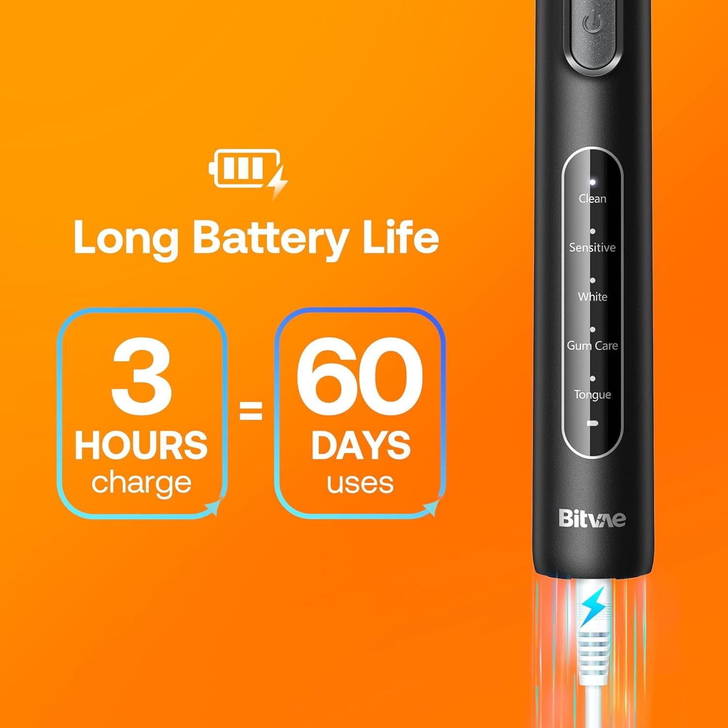 R1 Rotating Electric Toothbrush with 8 Brush Heads for Adults and Kids, 60-Day Battery Life, 5 Modes Rechargeable Power Toothbrush with 2-Minute Smart Timer, Black