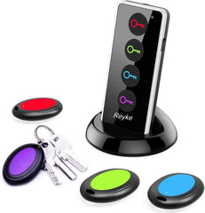 Key Finder, 80Db+ RF Item Locator Tags with 131Ft. Working Range, Wireless Remote Tracker for Wallet, Phone, Glasses, Pet, 1 RF Transmitter & 4 Receivers