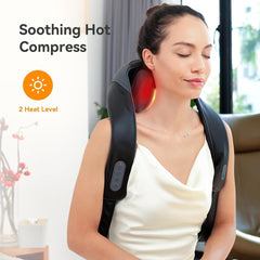 Cordless Neck Shoulder Massager with Soothing Heat, Upgarded 4D Deep Tissue Kneading, Shiatsu Back Massager Pillow for Neck, Traps, Back, Gifts for Men Women Mom Dad