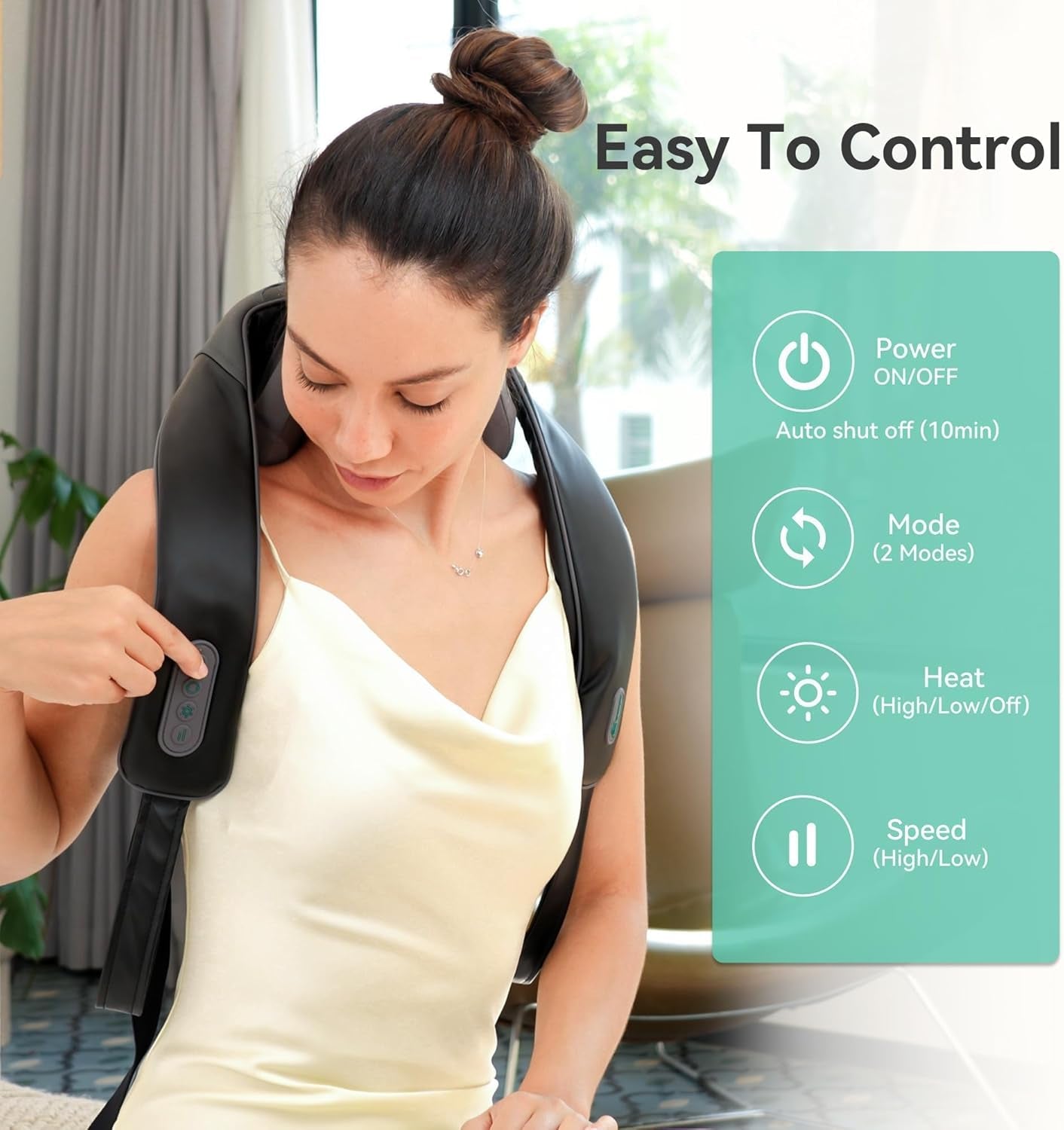 Cordless Neck Shoulder Massager with Soothing Heat, Upgarded 4D Deep Tissue Kneading, Shiatsu Back Massager Pillow for Neck, Traps, Back, Gifts for Men Women Mom Dad