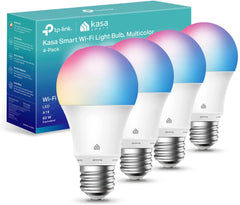 Light Bulbs, Full Color Changing Dimmable Smart Wifi Bulbs Compatible with Alexa and Google Home, A19, 9W 800 Lumens,2.4Ghz Only, No Hub Required, 4 Count (Pack of 1), Multicolor (KL125P4)