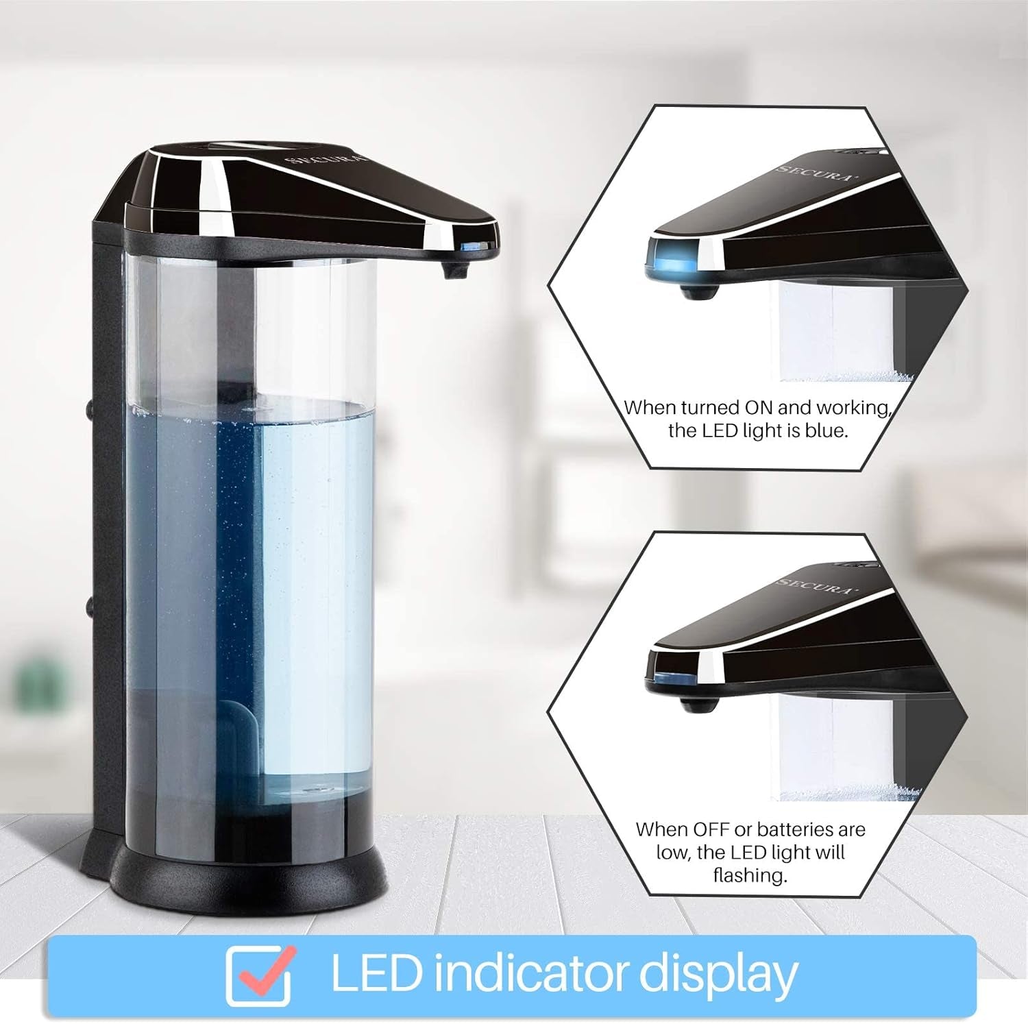 17Oz / 500Ml Premium Touchless Battery Operated Electric Automatic Soap Dispenser W/Adjustable Soap Dispensing Volume Control Dial (Dark Gunmetal)