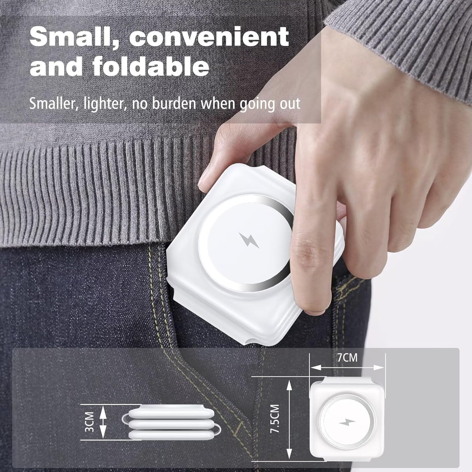 Charging Station for Apple Multiple Devices - 3 in 1 Foldable Magnetic Wireless Charger Dock - Travel Charging Pad for Iphone 16 15 14 13 12 Pro Max plus Watch & Airpods