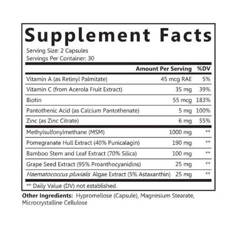 Glowboost Collagen Booster - Supports All 28 Collagen Types with MSM Bamboo Silica Astaxanthin Pomegranate Extract for Hair Skin Nails & Anti-Aging - 60 Vegan Capsules - High Potency Supplement