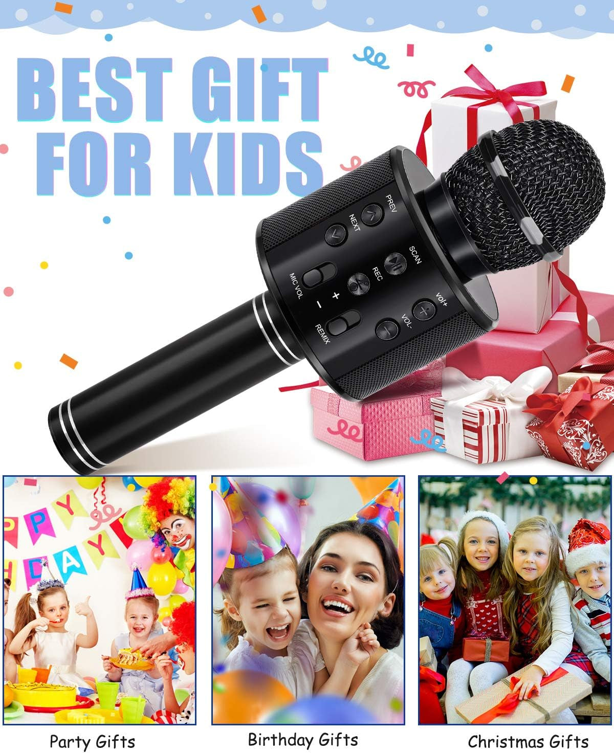 Exciting Karaoke Microphone for Kids Aged 3-12 - Perfect Birthday Gift for Young Singers! Fun for Boys and Girls!