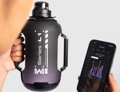 LWL8 Smart Water Bottle Series L-1 - Tracks Water Intake with Bluetooth, Glows & Remind You to Stay Hydrated | with Built-In Straw | Tracking Your Bottle | Set Reminders | Denim Black, 44 Oz