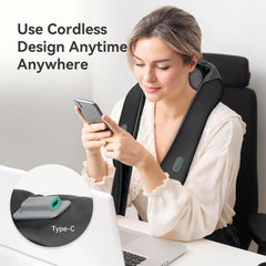 Cordless Neck Shoulder Massager with Soothing Heat, Upgarded 4D Deep Tissue Kneading, Shiatsu Back Massager Pillow for Neck, Traps, Back, Gifts for Men Women Mom Dad