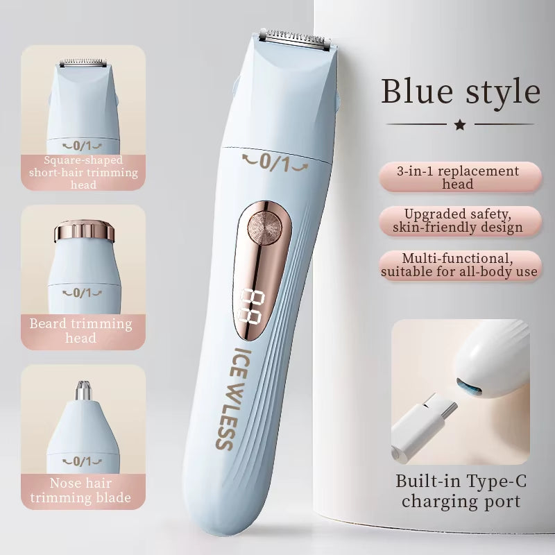 Women'S Electric Shaver 3-In-1 Painless Epilator Portable Bikini Trimmer Facial Shaver for Ladies Body Underarms Legs