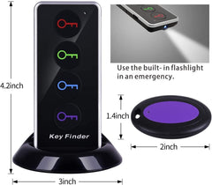 Key Finder, 80Db+ RF Item Locator Tags with 131Ft. Working Range, Wireless Remote Tracker for Wallet, Phone, Glasses, Pet, 1 RF Transmitter & 4 Receivers