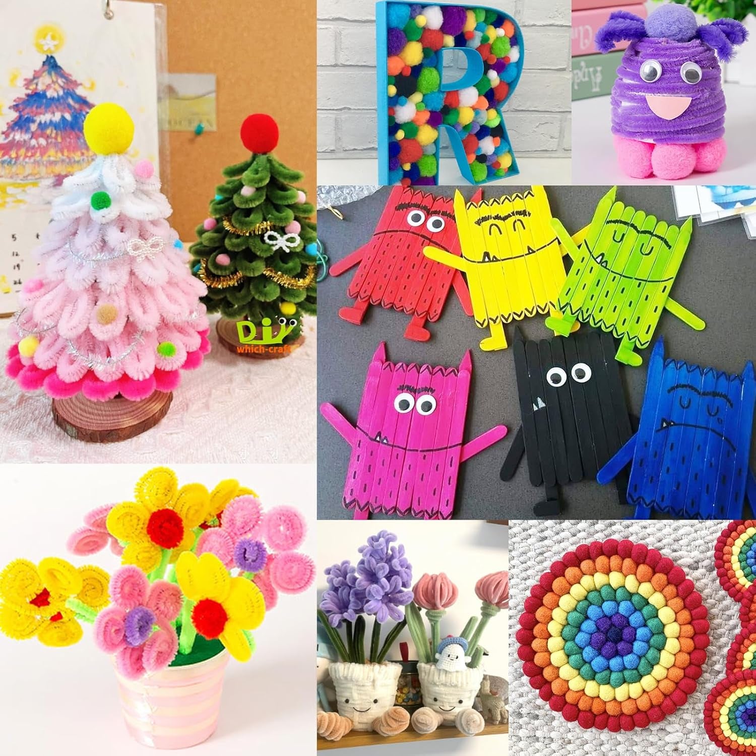 1200Pcs+ Arts & Crafts Supplies for Kids- Easter Craft Kits with Pipe Cleaners, Pom Poms for Crafts, Popsicle Sticks for Craft, Craft for Kids Ages 4-8 Girls & Boys Birathday Gifts