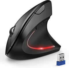 Ergonomic Mouse, Wireless Bluetooth Vertical Mouse, 4800 DPI Optical Tracking, 6 Adjustable DPI, Quiet Clicks, 2.4Ghz with USB a Receiver, 6 Buttons, Wide Compatibility - Black