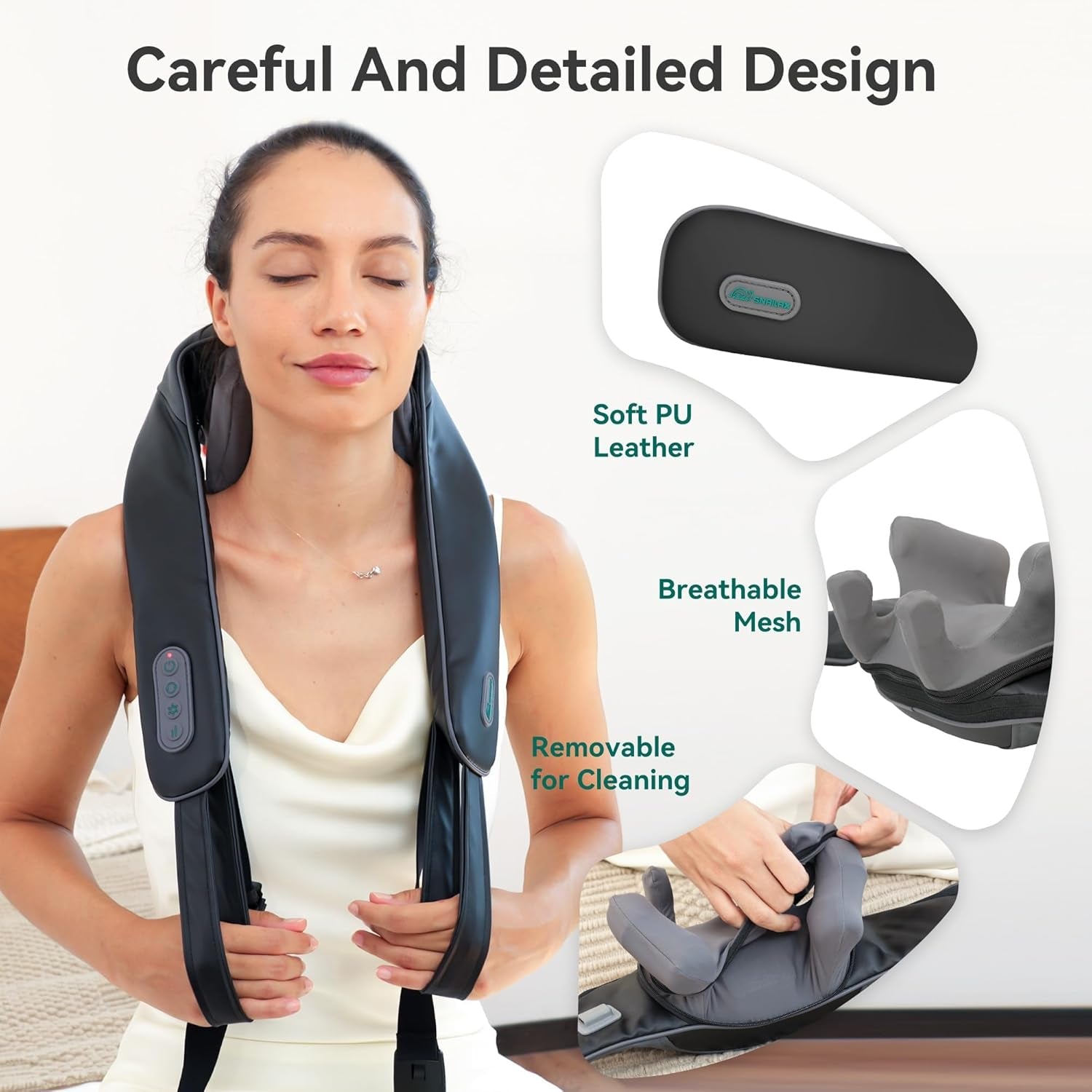 Cordless Neck Shoulder Massager with Soothing Heat, Upgarded 4D Deep Tissue Kneading, Shiatsu Back Massager Pillow for Neck, Traps, Back, Gifts for Men Women Mom Dad