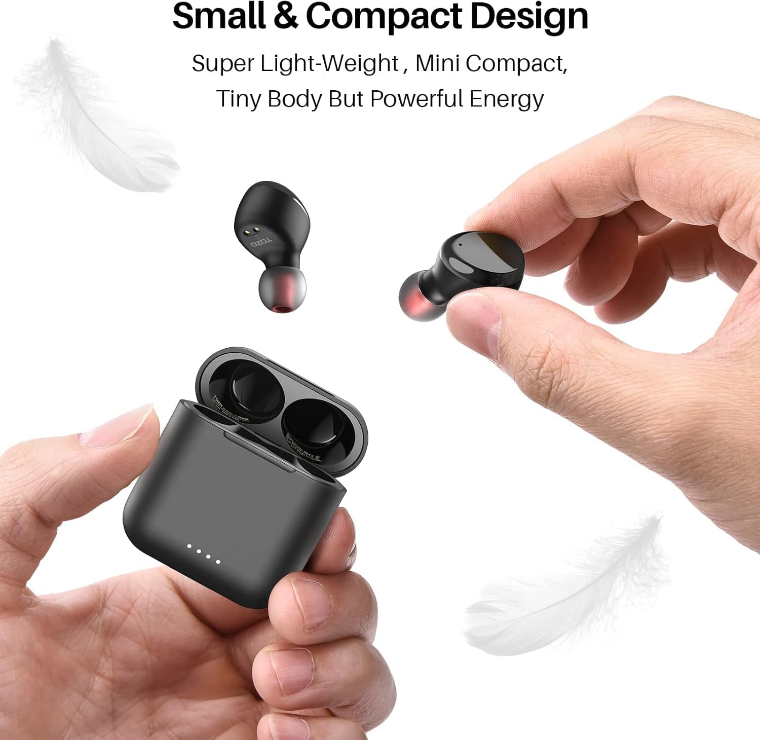 T6 True Wireless Earbuds Bluetooth 5.3 Headphones 50H Long Playtime, Wireless Charging Case, IPX8 Waterproof Stereo Earphones, Built-In Mic Calls, Headset Premium Deep Bass 32 Preset Eqs via APP