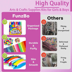 1200Pcs+ Arts & Crafts Supplies for Kids- Easter Craft Kits with Pipe Cleaners, Pom Poms for Crafts, Popsicle Sticks for Craft, Craft for Kids Ages 4-8 Girls & Boys Birathday Gifts