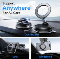 Car Phone Holder for Magsafe [78+LBS Strongest Suction & 2400Gf Strongest Magnetic] 360° Adjustable Car Phone Mount, Cell Phone Holders for Your Car for All Smartphones & All Car Models (Carbon Fiber)