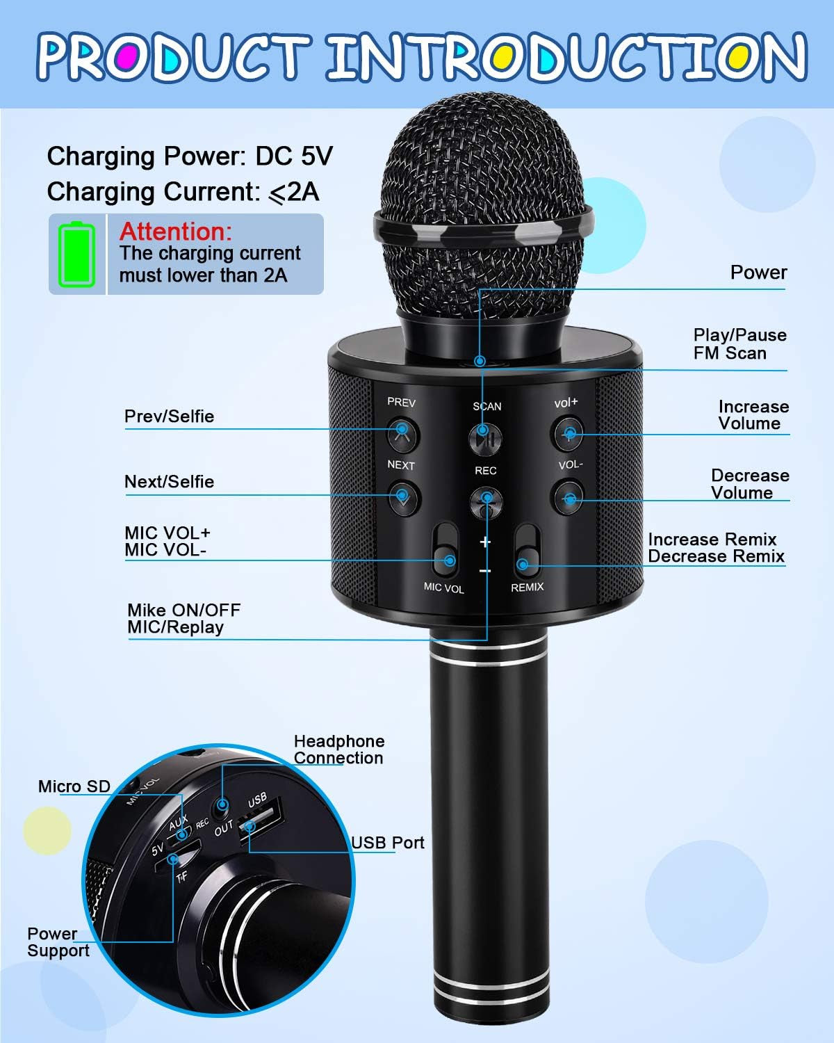 Exciting Karaoke Microphone for Kids Aged 3-12 - Perfect Birthday Gift for Young Singers! Fun for Boys and Girls!
