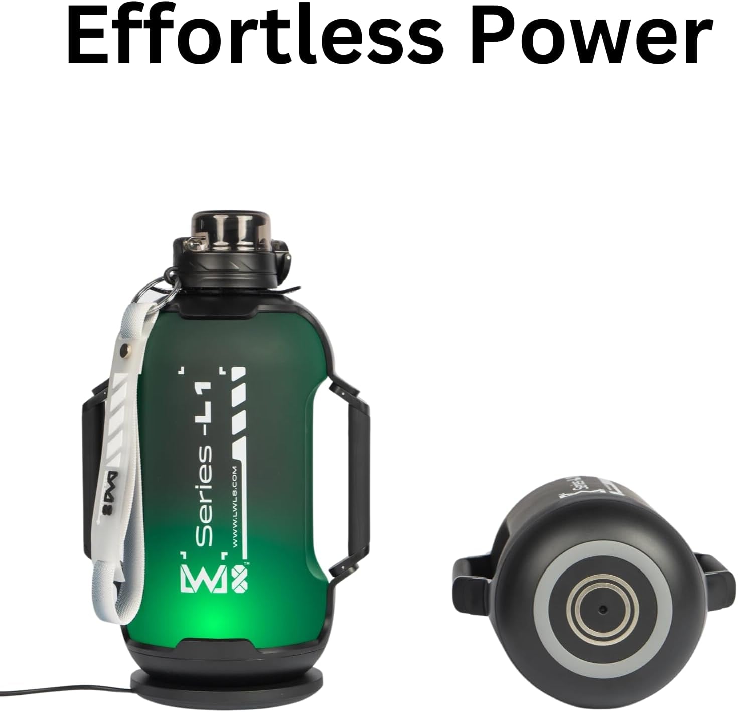 LWL8 Smart Water Bottle Series L-1 - Tracks Water Intake with Bluetooth, Glows & Remind You to Stay Hydrated | with Built-In Straw | Tracking Your Bottle | Set Reminders | Denim Black, 44 Oz