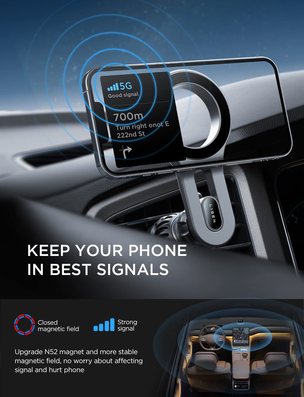 for Iphone 16 Magsafe Car Mount, [Quick Install] Magnetic Car Phone Holder Vent, Car Truck Accessories Gifts for Men Women Him Her, Fit for Iphone 16E 16 Pro/Pro Max 15 14 13 12 Samsung Pixel