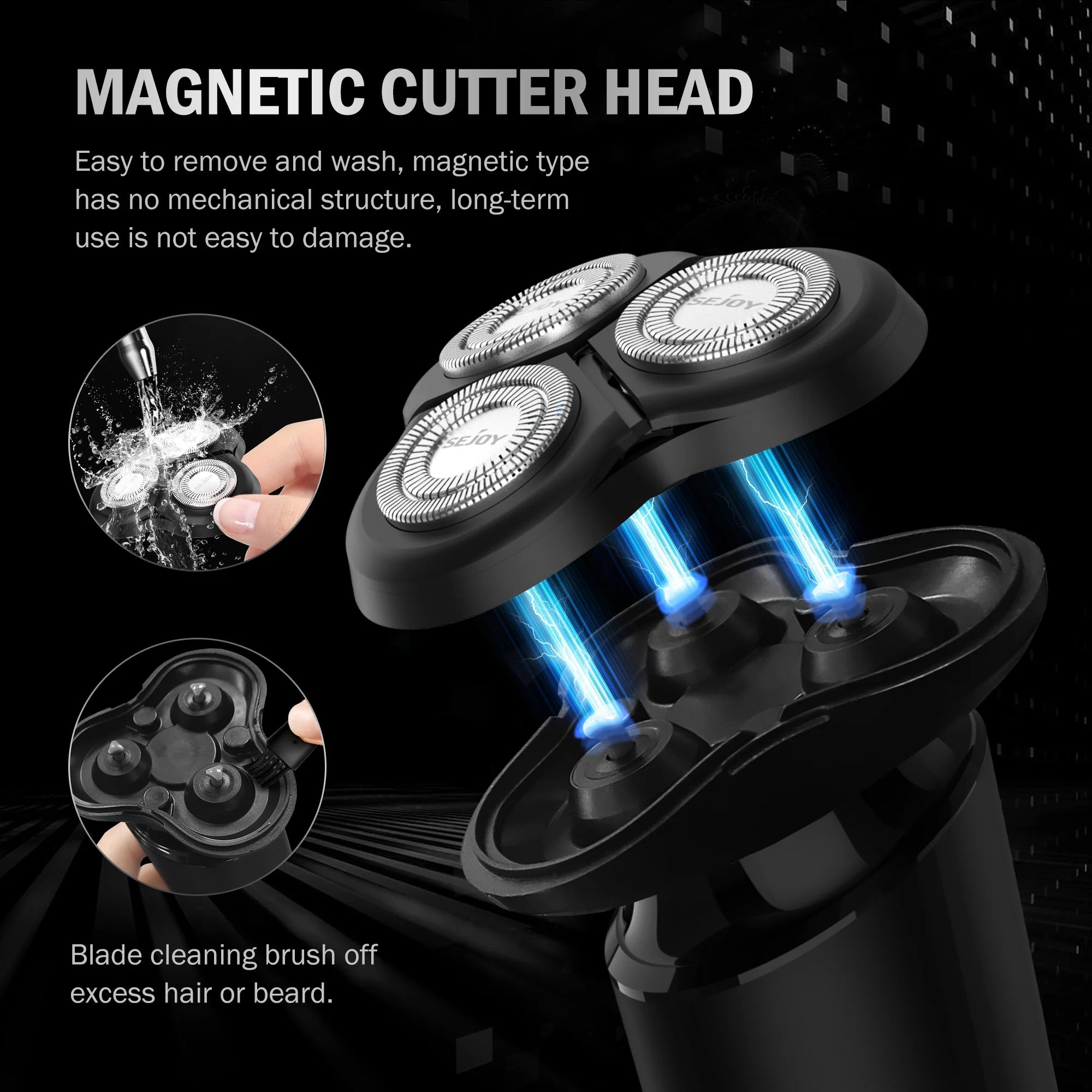 Men'S Electric Shaver, 3D Head Electric Razor Cordless Rechargeable Face Beard Trimmer, LCD Indicator