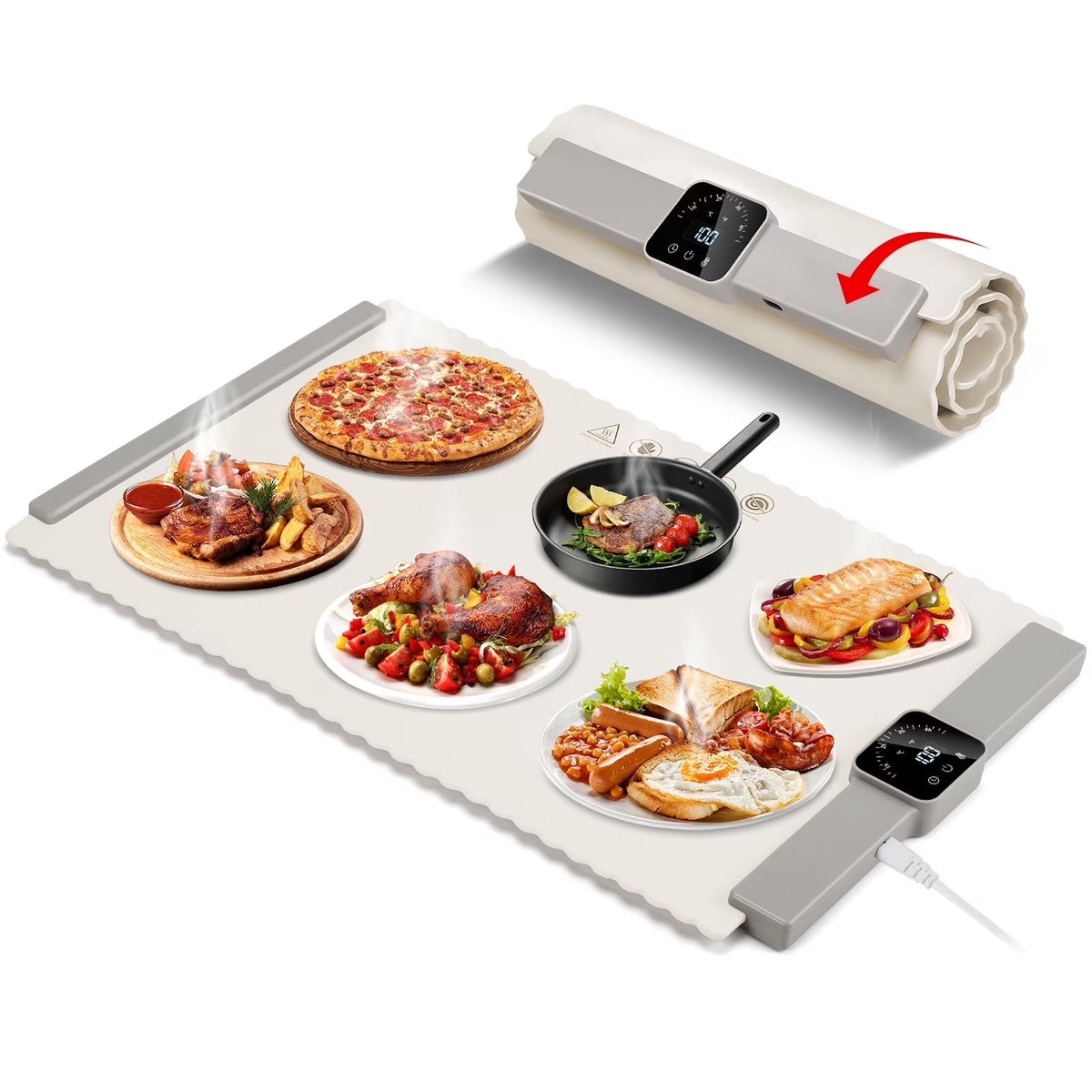 Ultimate Electric Warming Tray - Portable Large Food Warmer Mat for Buffets & Parties with 5 Temperature Settings for Perfectly Heated Meals