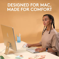Lift for Mac Wireless Vertical Ergonomic Mouse, Bluetooth, Quiet Clicks, Silent Smartwheel, 4 Customizable Buttons, for Macos/Ipados/Macbook Pro/Macbook Air/Imac/Ipad - off White