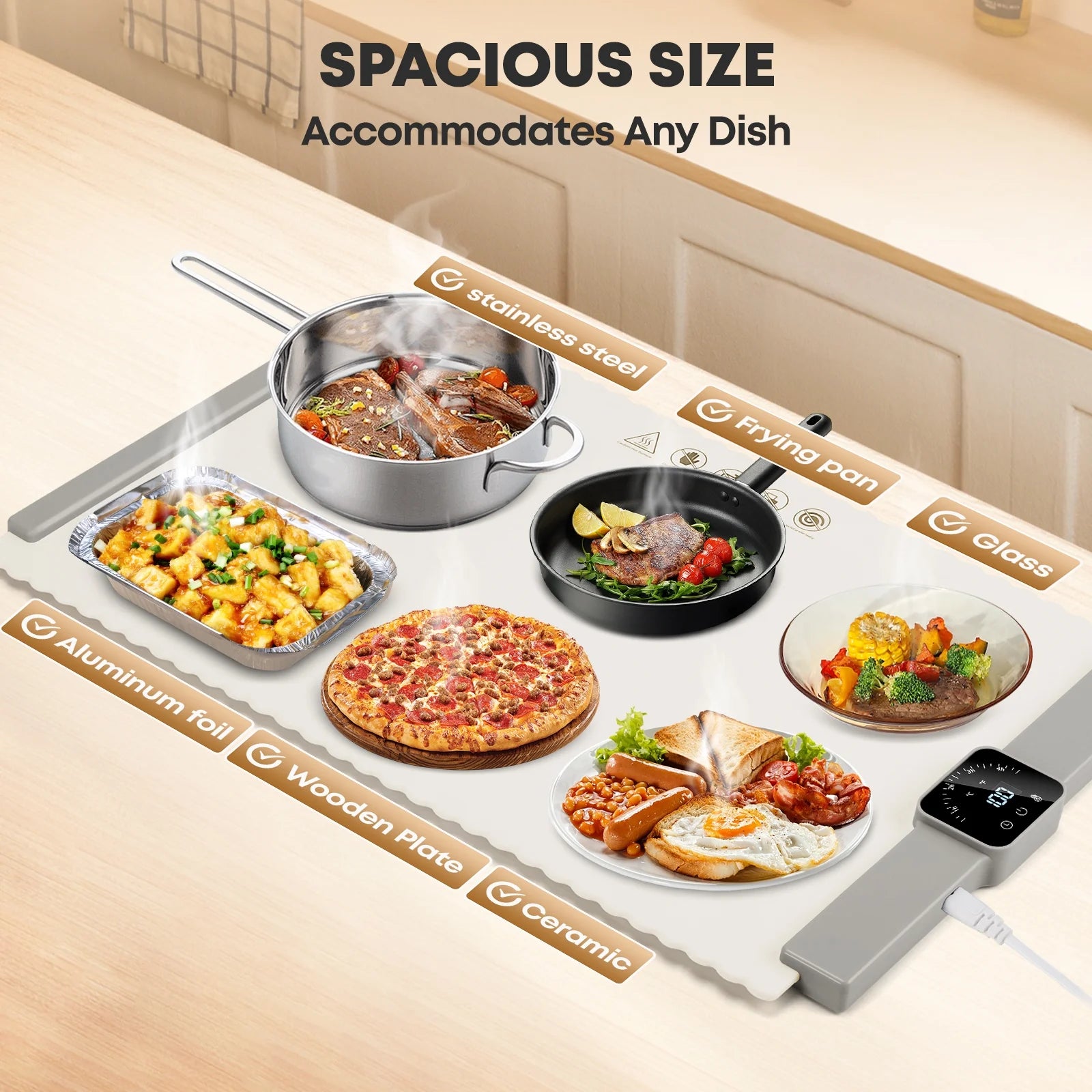 Ultimate Electric Warming Tray - Portable Large Food Warmer Mat for Buffets & Parties with 5 Temperature Settings for Perfectly Heated Meals