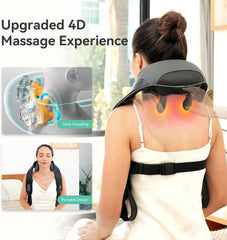 Cordless Neck Shoulder Massager with Soothing Heat, Upgarded 4D Deep Tissue Kneading, Shiatsu Back Massager Pillow for Neck, Traps, Back, Gifts for Men Women Mom Dad