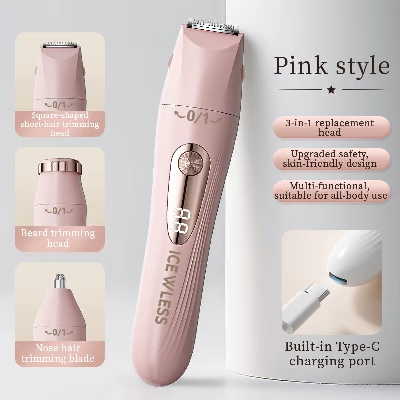 Women'S Electric Shaver 3-In-1 Painless Epilator Portable Bikini Trimmer Facial Shaver for Ladies Body Underarms Legs