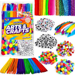 1200Pcs+ Arts & Crafts Supplies for Kids- Easter Craft Kits with Pipe Cleaners, Pom Poms for Crafts, Popsicle Sticks for Craft, Craft for Kids Ages 4-8 Girls & Boys Birathday Gifts