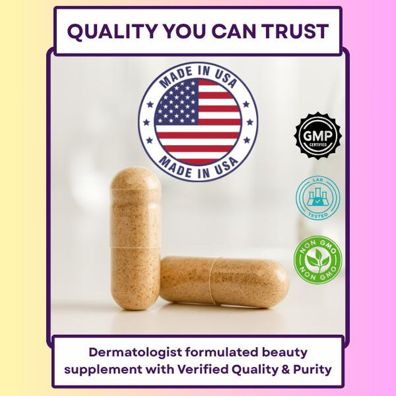 Glowboost Collagen Booster - Supports All 28 Collagen Types with MSM Bamboo Silica Astaxanthin Pomegranate Extract for Hair Skin Nails & Anti-Aging - 60 Vegan Capsules - High Potency Supplement