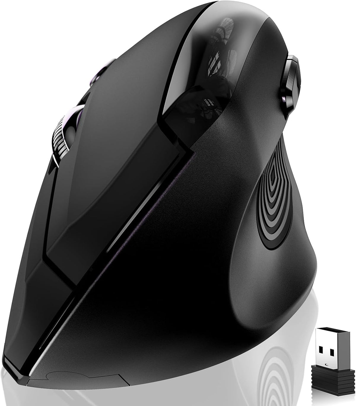Wireless Ergonomic Mouse,Upgraded 2.4G Optical Cordless Mice with 800/1200/1600 Dpi,Vertical Computer Wireless Mouse for Laptop,Mac,Pc,Desktop (For Right Hand,Large),Black Mouse