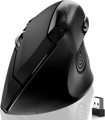 Wireless Ergonomic Mouse,Upgraded 2.4G Optical Cordless Mice with 800/1200/1600 Dpi,Vertical Computer Wireless Mouse for Laptop,Mac,Pc,Desktop (For Right Hand,Large),Black Mouse