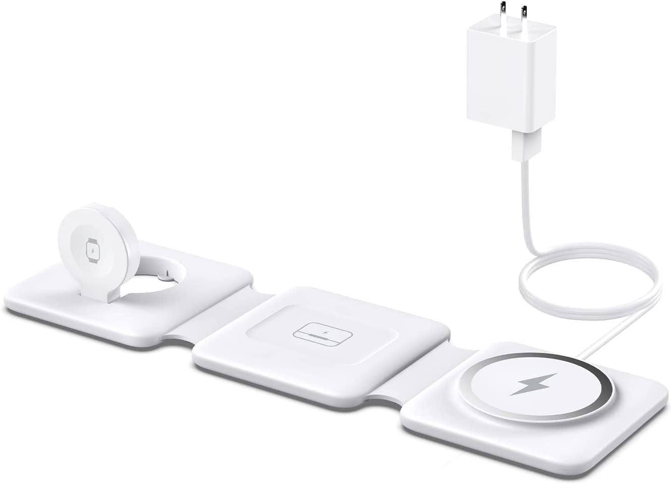 Charging Station for Apple Multiple Devices - 3 in 1 Foldable Magnetic Wireless Charger Dock - Travel Charging Pad for Iphone 16 15 14 13 12 Pro Max plus Watch & Airpods