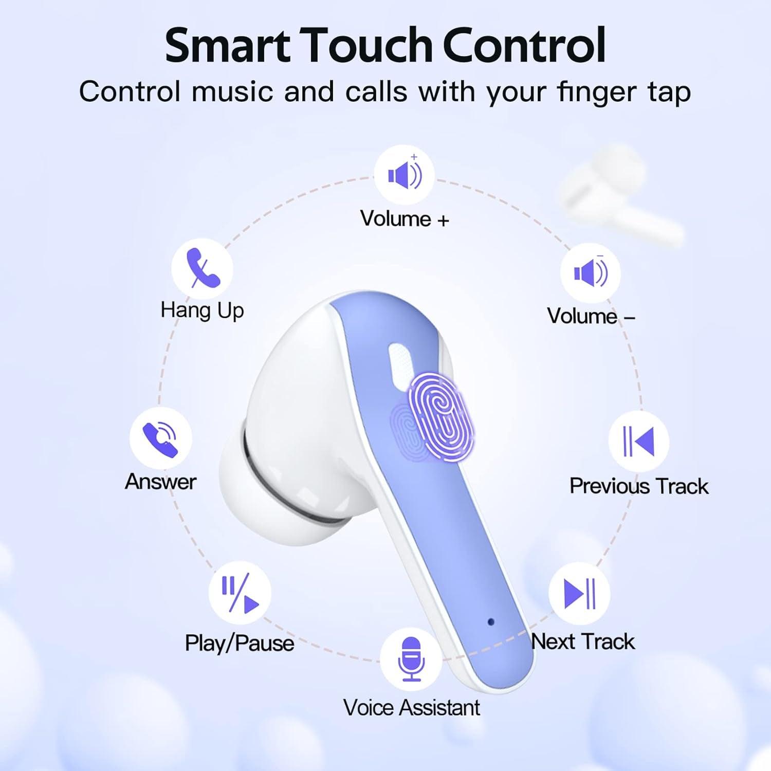 Bluetooth Headphones True Wireless Earbuds 60H Playback LED Power Display Earphones with Wireless Charging Case IPX5 Waterproof In-Ear Ear Buds with Mic for TV Smart Phone Laptop Computer Sports