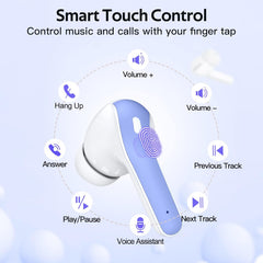 Bluetooth Headphones True Wireless Earbuds 60H Playback LED Power Display Earphones with Wireless Charging Case IPX5 Waterproof In-Ear Ear Buds with Mic for TV Smart Phone Laptop Computer Sports