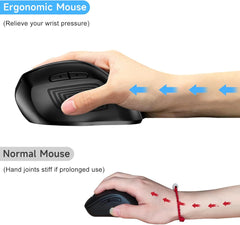 Wireless Ergonomic Mouse,Upgraded 2.4G Optical Cordless Mice with 800/1200/1600 Dpi,Vertical Computer Wireless Mouse for Laptop,Mac,Pc,Desktop (For Right Hand,Large),Black Mouse