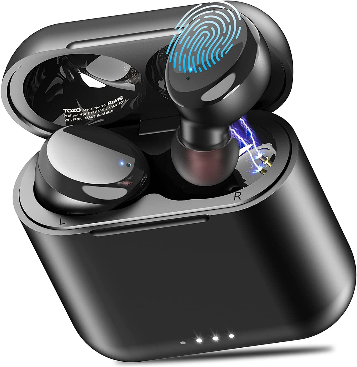 T6 True Wireless Earbuds Bluetooth 5.3 Headphones 50H Long Playtime, Wireless Charging Case, IPX8 Waterproof Stereo Earphones, Built-In Mic Calls, Headset Premium Deep Bass 32 Preset Eqs via APP