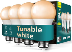 Smart Light Bulbs 4Pack, 2500K-6500K Tunable White Dimmable LED Light Bulb Compatible with Alexa and Google Home, 2.4Ghz Wifi Smart Bulb, 800LM, E26 A19 9W, No Hub Required