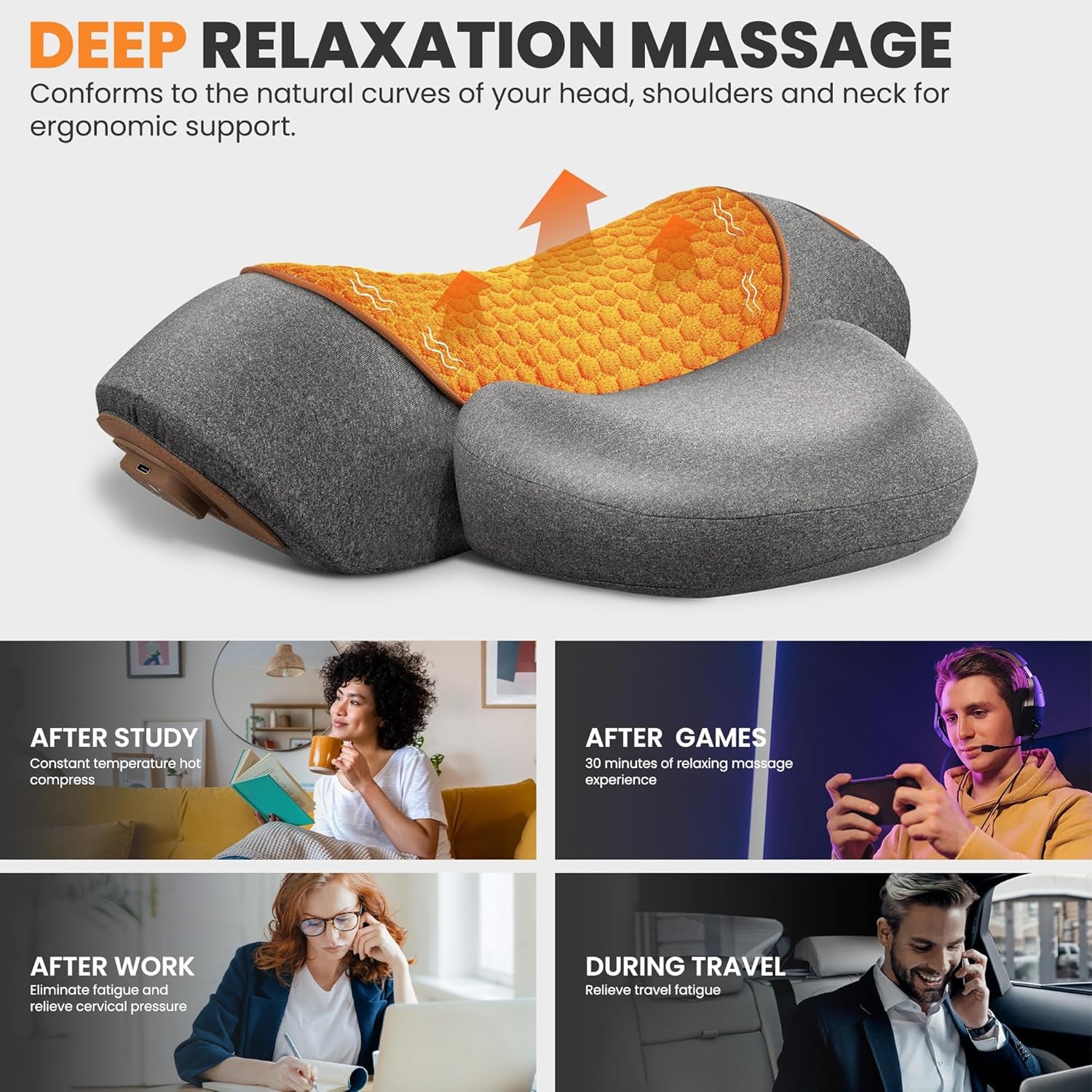 Thera Pillow Massage Neck Hump- Fisiorest 3-In-1 Neck Massager Pillow for Shoulder Pain, Deep Tissue Pain Relief, with Heating and Traction Function，Neck Hump Corrector for Women