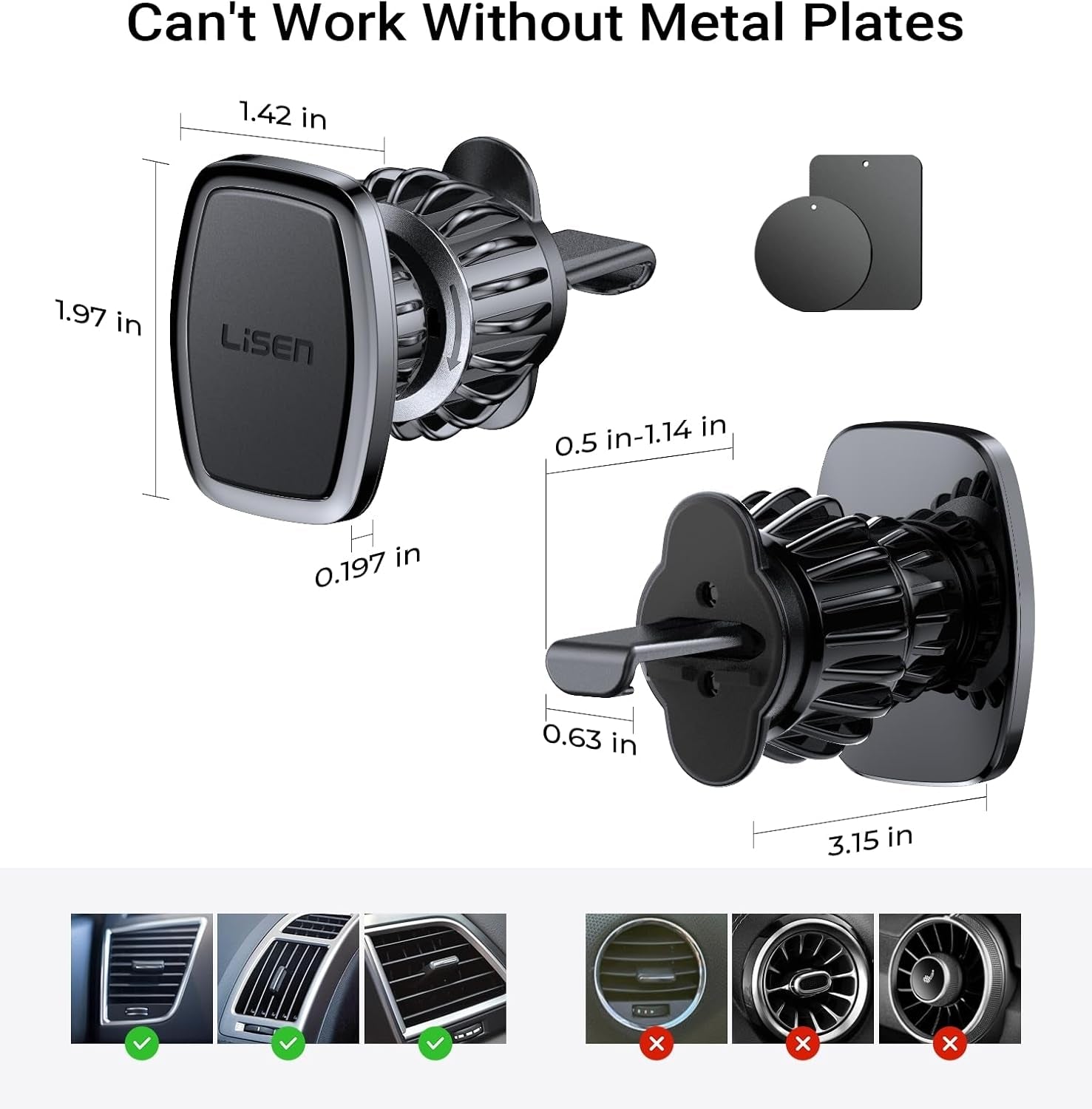 Magnetic Phone Holder for Car - Upgraded Clip Ultra 6 Strong Magnets, Car Phone Holder Case Friendly,Soporte De Telefono Para Carro for Galaxy S25 Ultra 4-6.7 Inch Smartphones (Black)